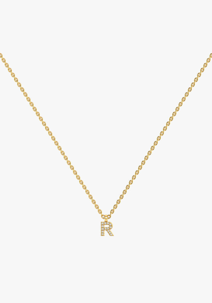 Letter 18K Gold Necklace w. Lab-Grown Diamonds