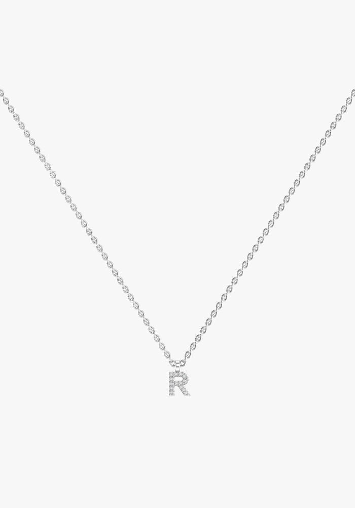 Letter 18K Whitegold Necklace w. Lab-Grown Diamonds