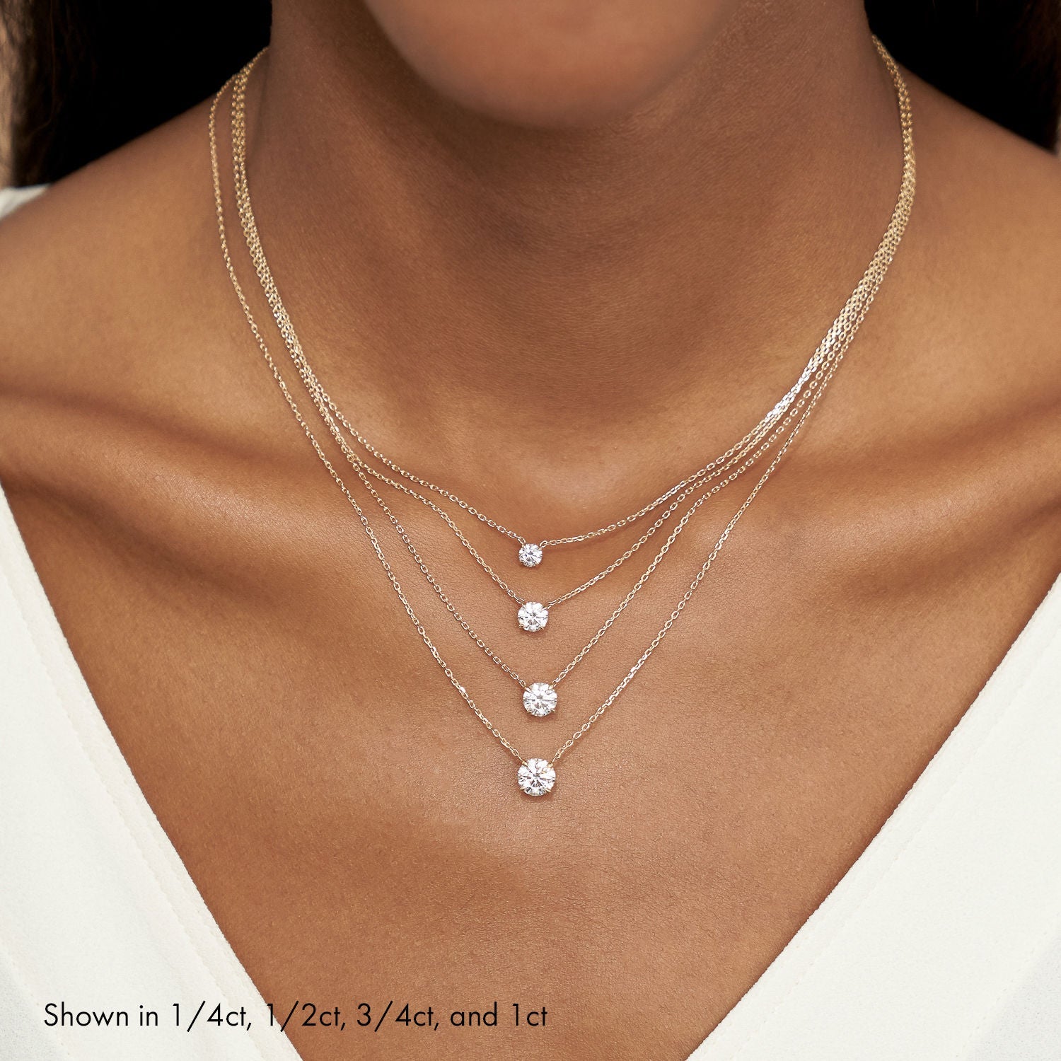 Solitaire Round Brilliant 14K Rosegold Necklace w. Lab-Grown Diamond