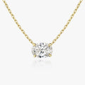 Solitaire Oval 14K Gold Necklace w. Lab-Grown Diamond