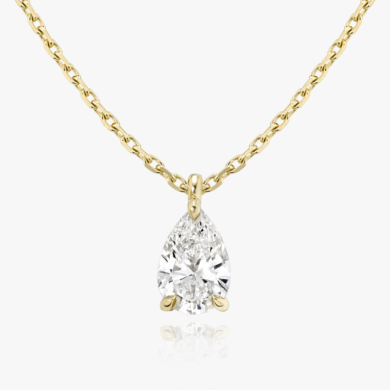 Solitaire Pear 14K Gold Necklace w. Lab-Grown Diamond