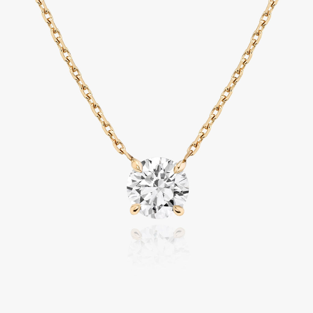Solitaire Round Brilliant 14K Rosegold Necklace w. Lab-Grown Diamond