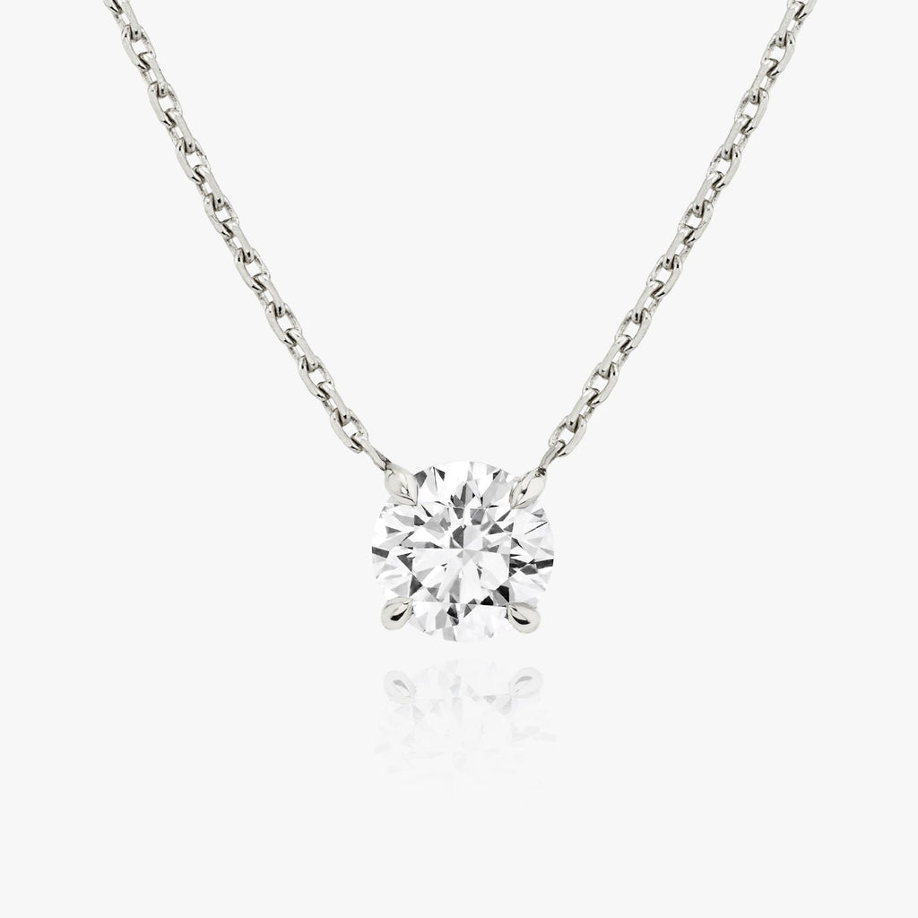 Solitaire Round Brilliant 14K Rosegold Necklace w. Lab-Grown Diamond