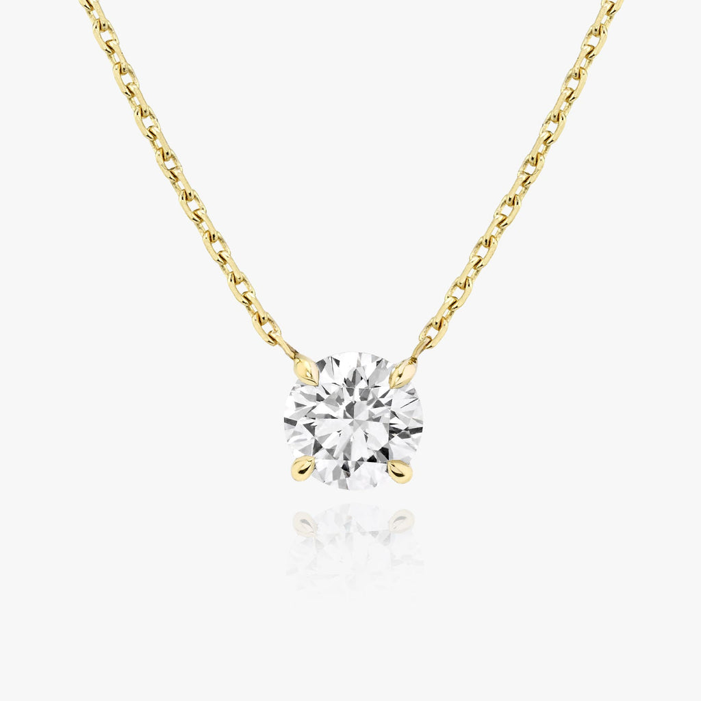 Solitaire Round Brilliant 14K Rosegold Necklace w. Lab-Grown Diamond