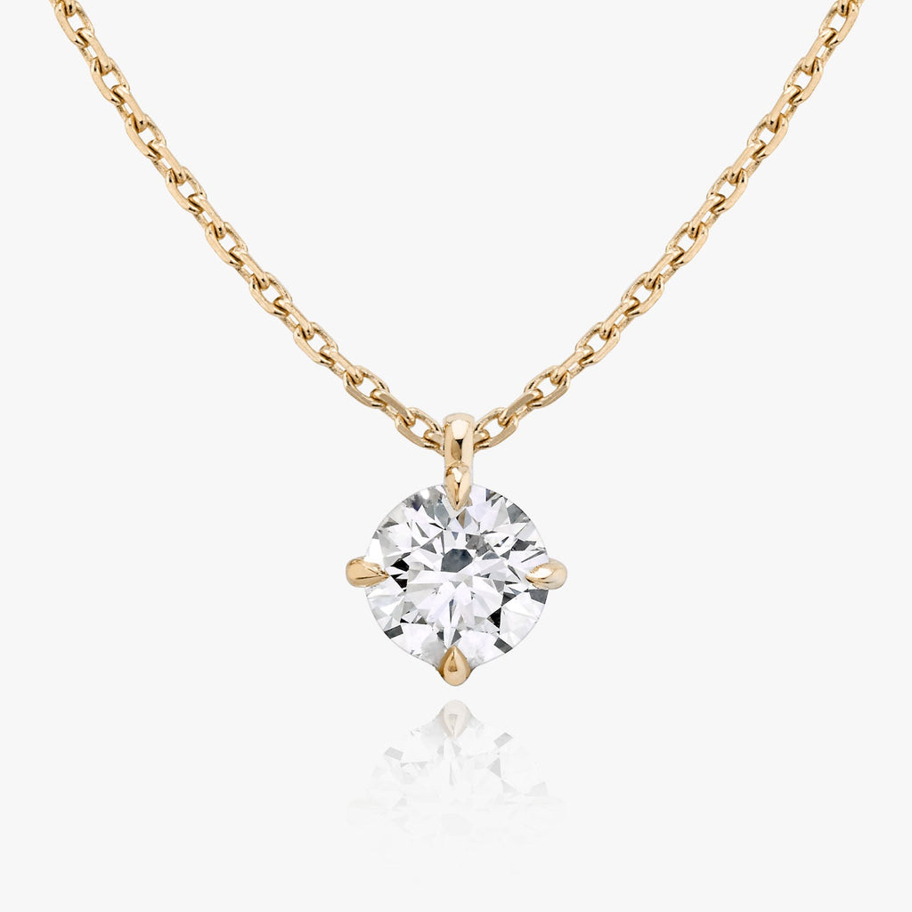 Solitaire Hanging Round Brilliant 14K Rosegold Necklace w. Lab-Grown Diamond