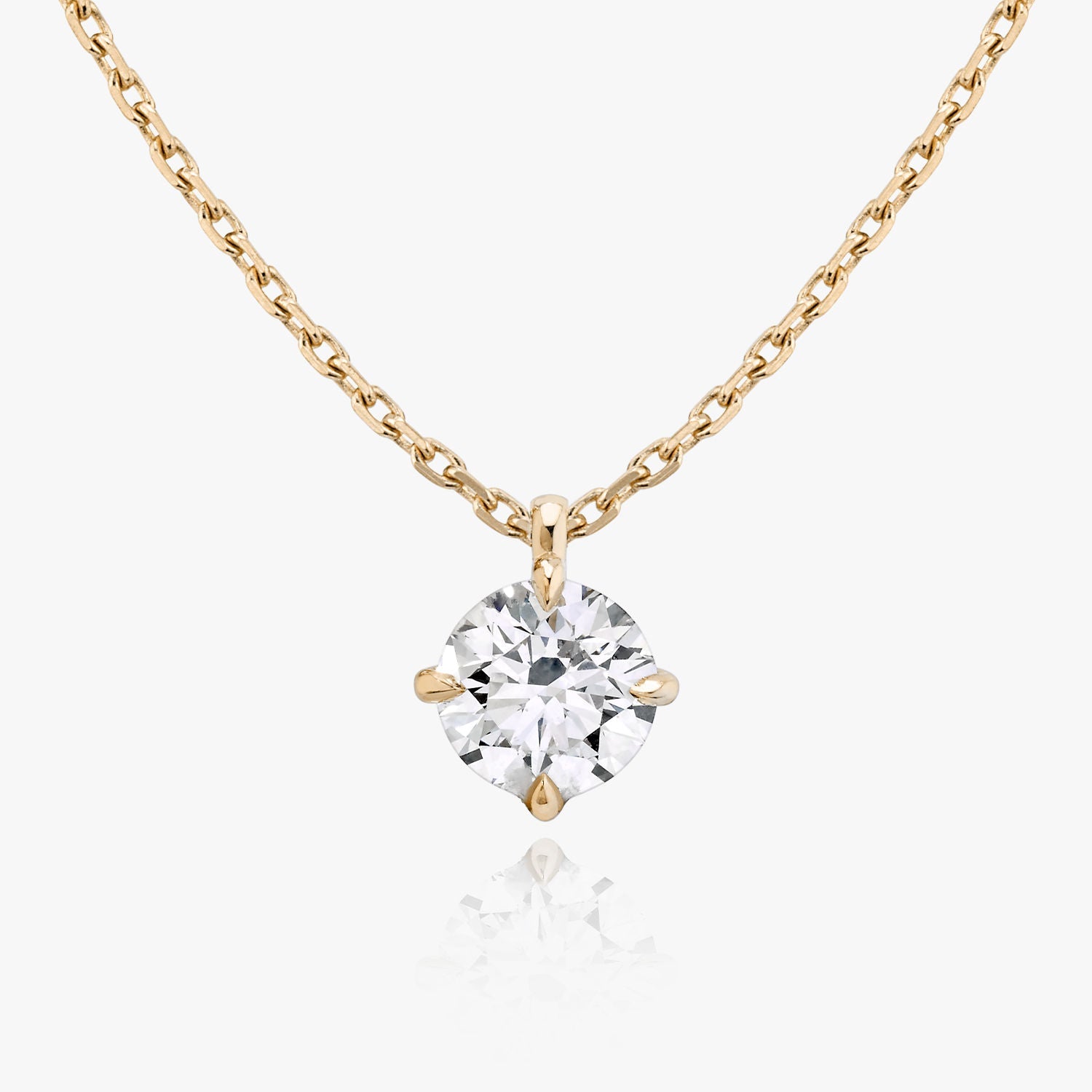Solitaire Hanging Round Brilliant 14K Rosegold Necklace w. Lab-Grown Diamond