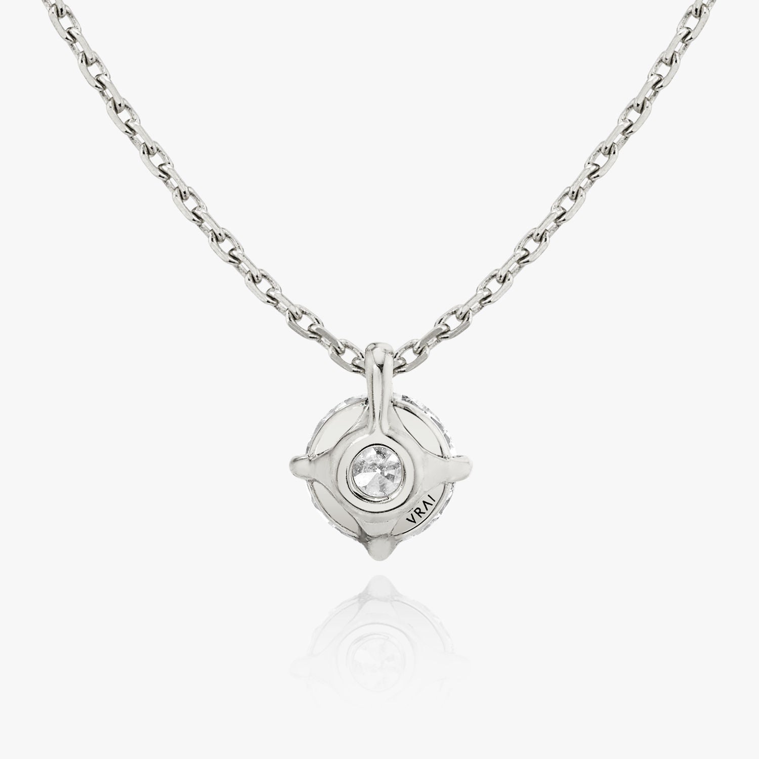 Solitaire Hanging Round Brilliant 14K Whitegold Necklace w. Lab-Grown Diamond