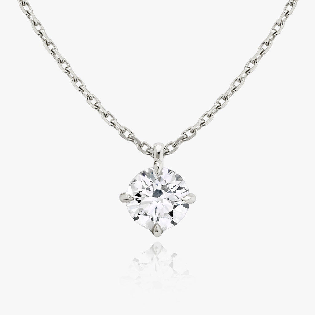Solitaire Hanging Round Brilliant 14K Gold Necklace w. Lab-Grown Diamond