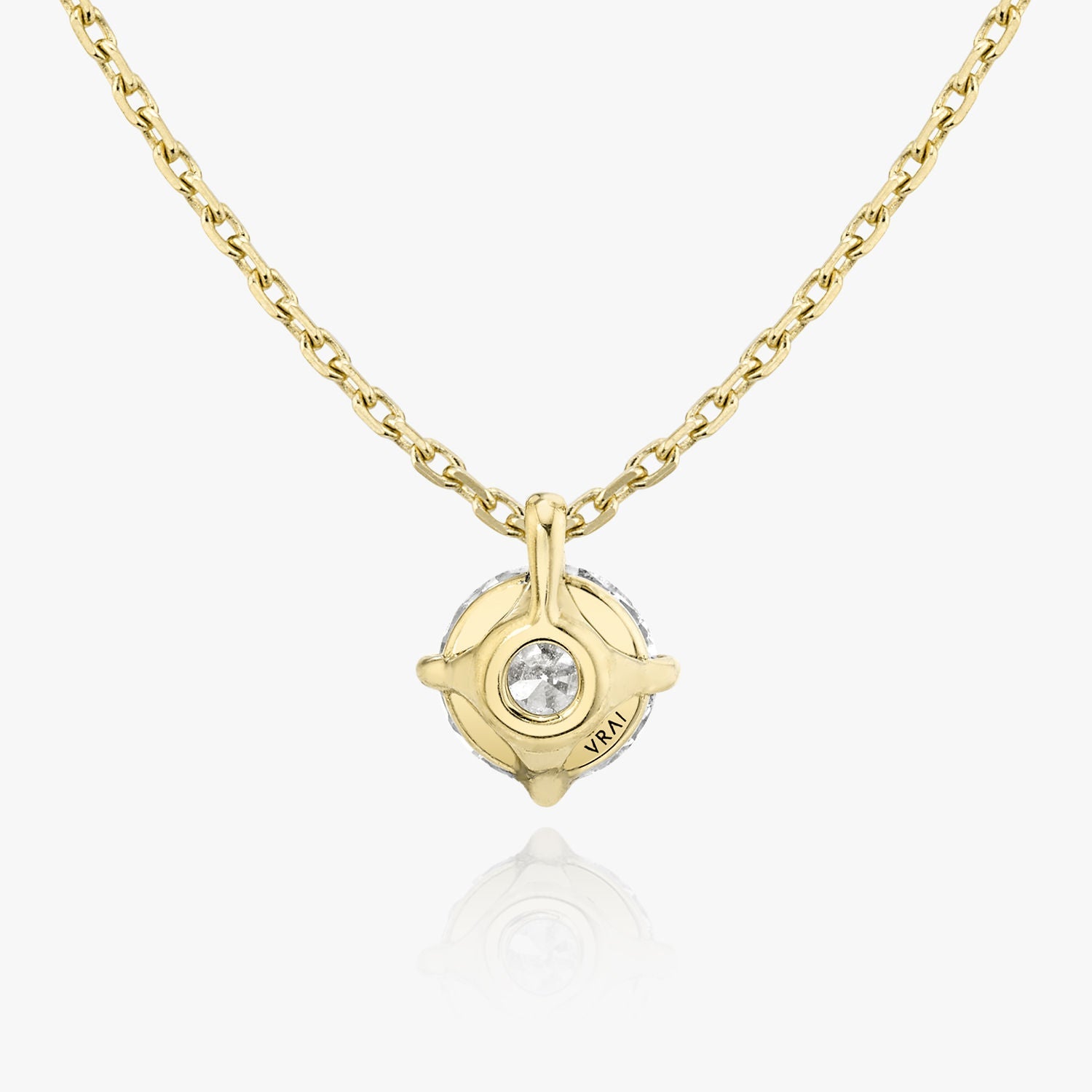 Solitaire Hanging Round Brilliant 14K Gold Necklace w. Lab-Grown Diamond