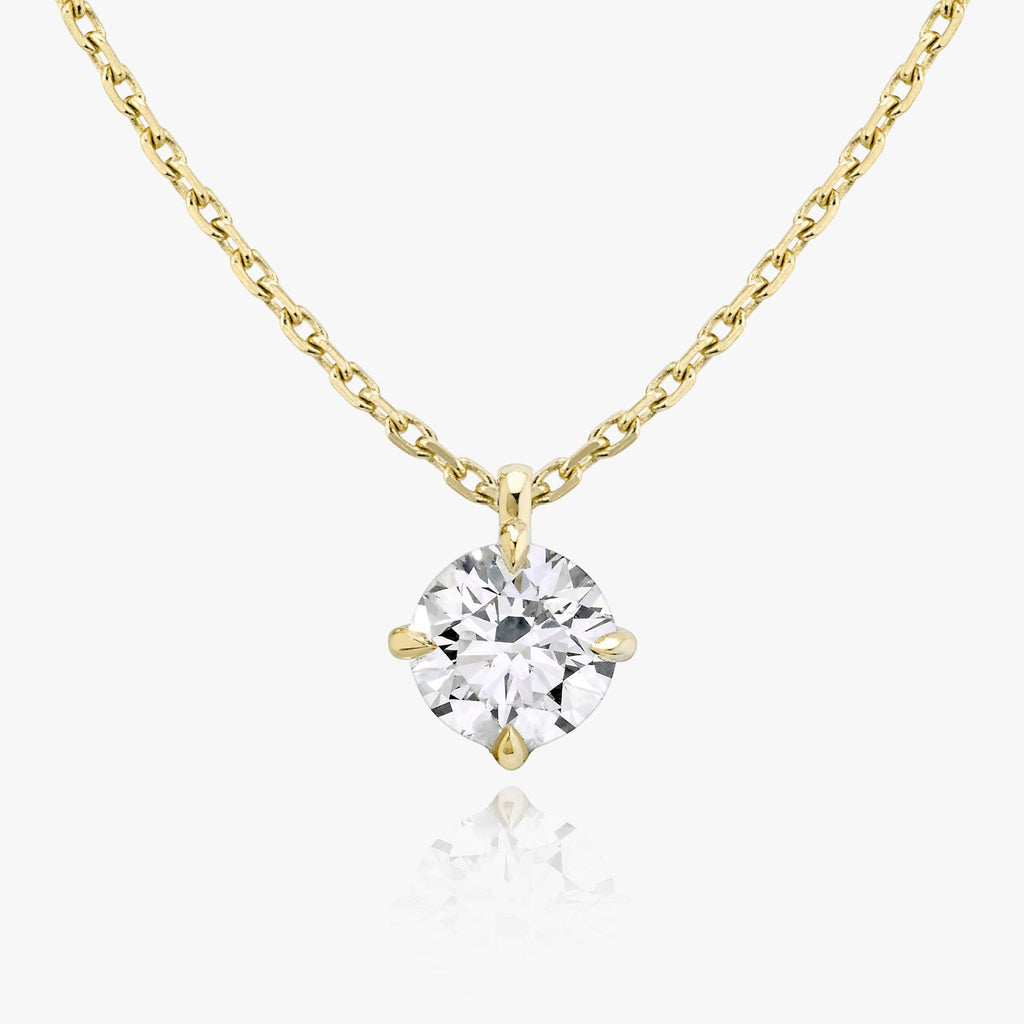 Solitaire Hanging Round Brilliant 14K Rosegold Necklace w. Lab-Grown Diamond