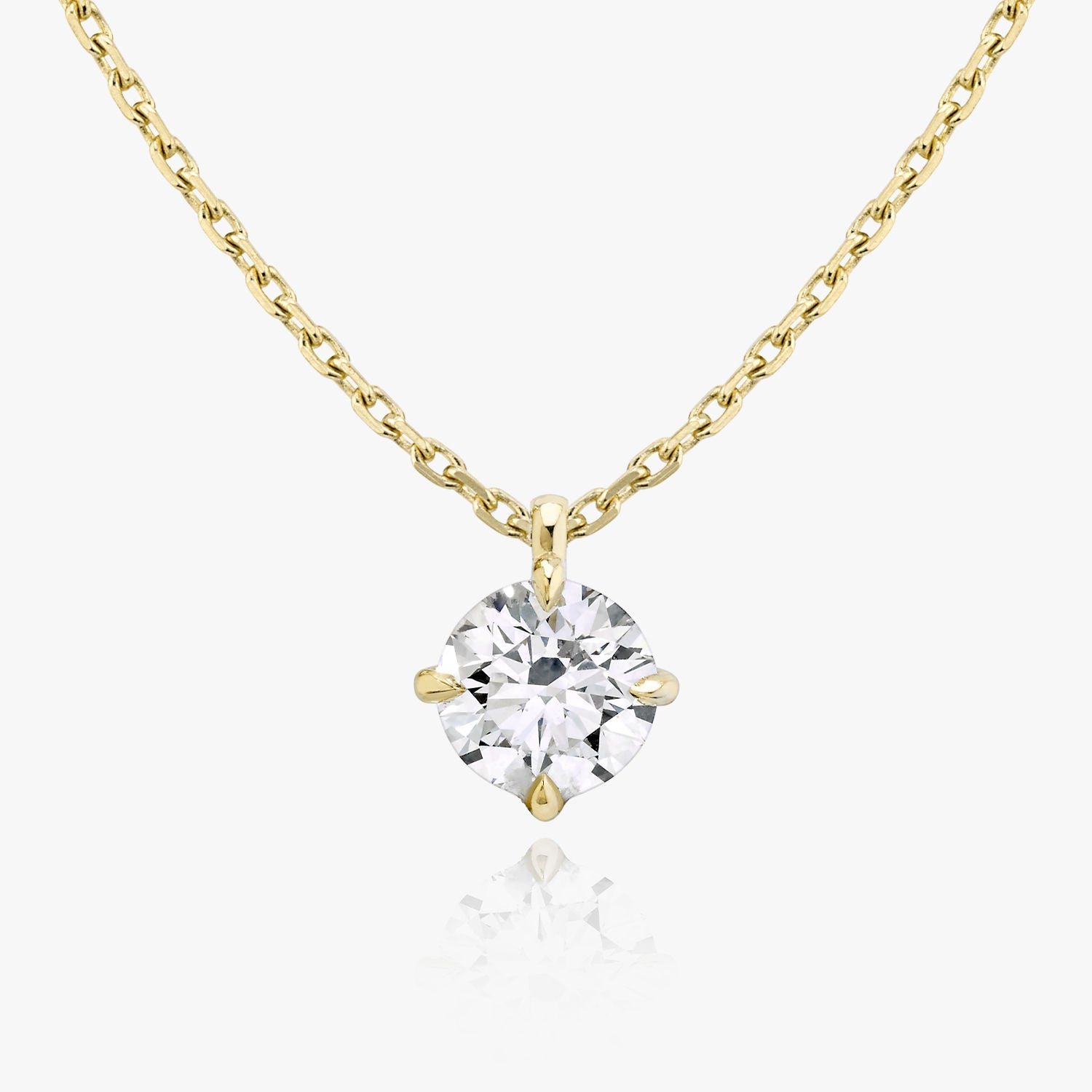 Solitaire Hanging Round Brilliant 14K Rosegold Necklace w. Lab-Grown Diamond